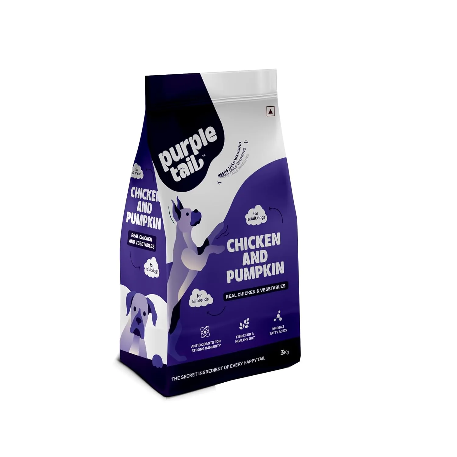 3kg purple tail adult dog food chicken and pumpkin bag at Bhopal Pets Online